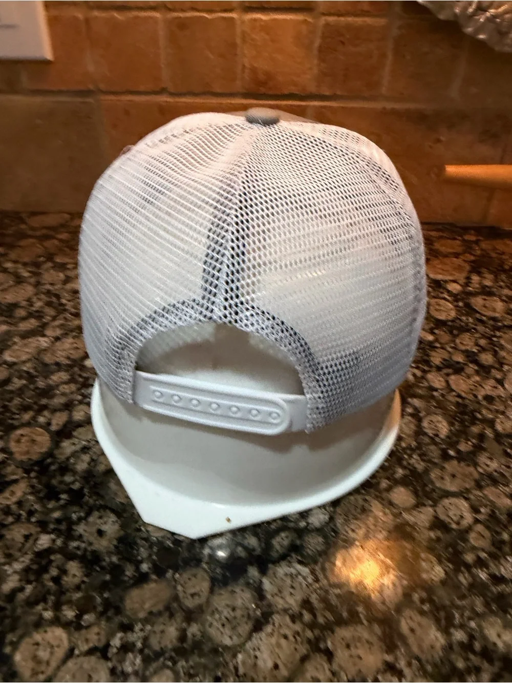 Gray Trucker Hat with Embroidered American Flag
